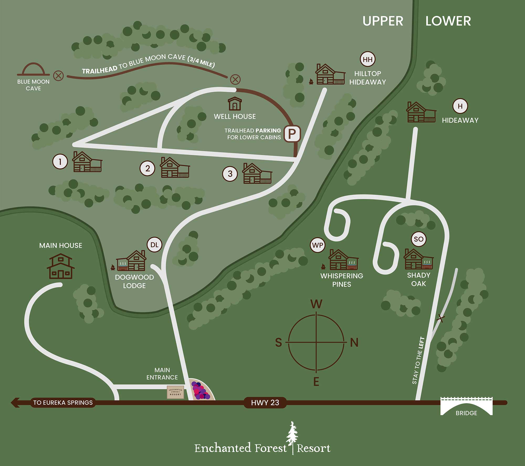 enchanted forest resort cabins map