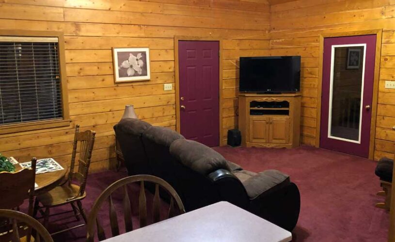 whispering pines cabin television & living room